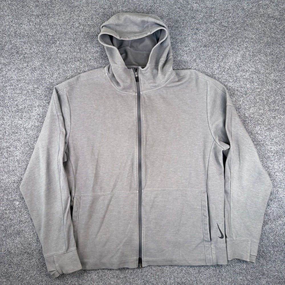 Nike Yoga Dri-FIT Full Zip Hoodie Mens L Gray Sweatshirt Training FZ6117